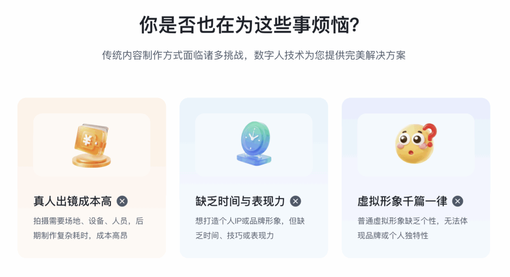 传统内容制作方式面临诸多挑战,数字人技术为您提供完美解决方案